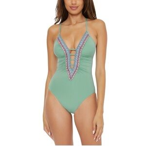 BECCA Women's Fiesta Plunge Crochet One-Piece Swimsuit